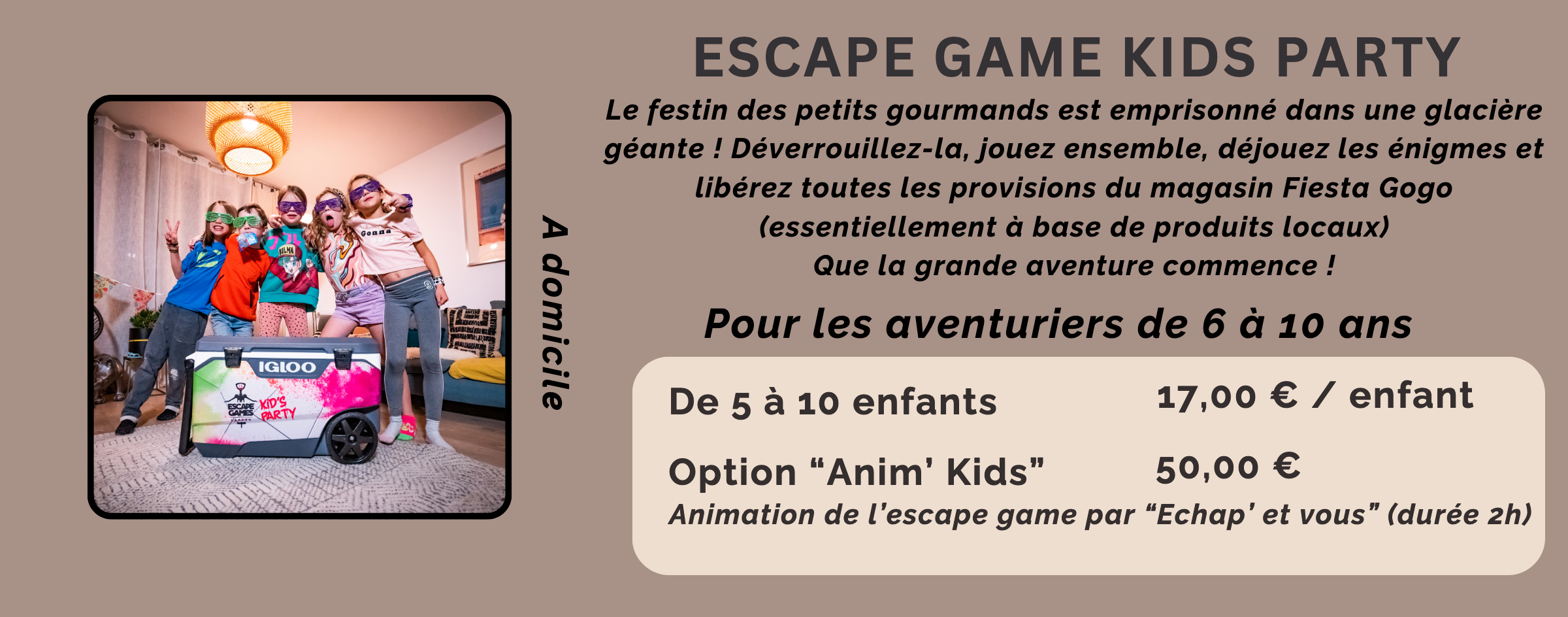 Tarif Escape game enfant Dunkerque